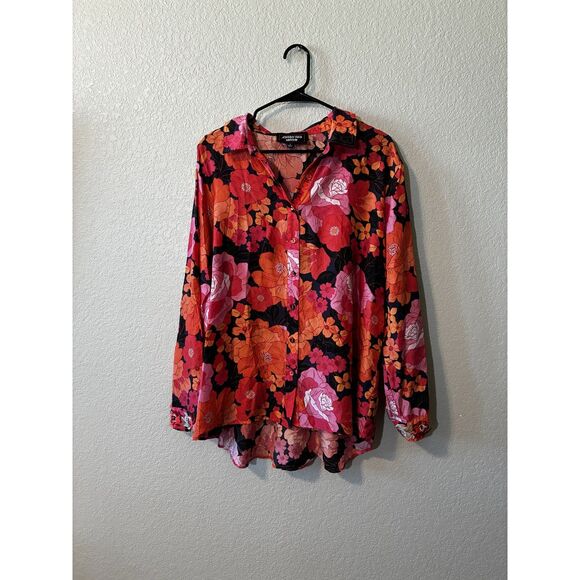 Johnny Was Workshop Silk Floral Embroidered Becca Button-Up Blouse XL - Picture 7 of 10